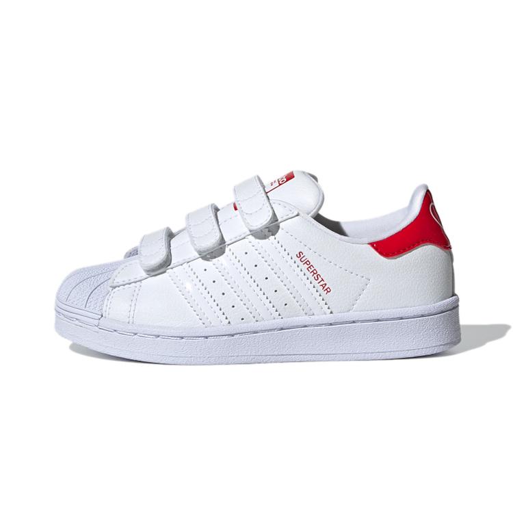 Adidas Originals SUPERSTAR Cf C Lace Up Breathable Low top Kids' Skateboarding Shoes White Red FX7170