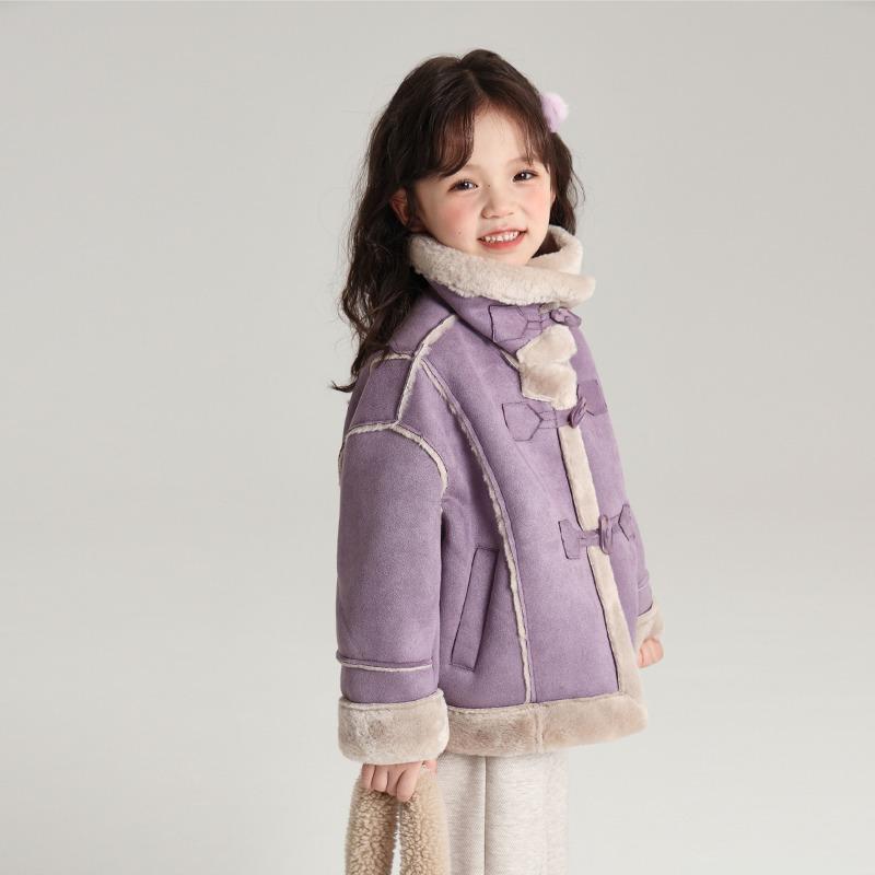 Новое зимнее утепленное пальто для девочек на флисовой подкладке