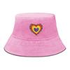 Bucket Hat With Concentric Heart Print , Colorful Valentine's Women's Cap Beach Trendy Unisex Basin Hat