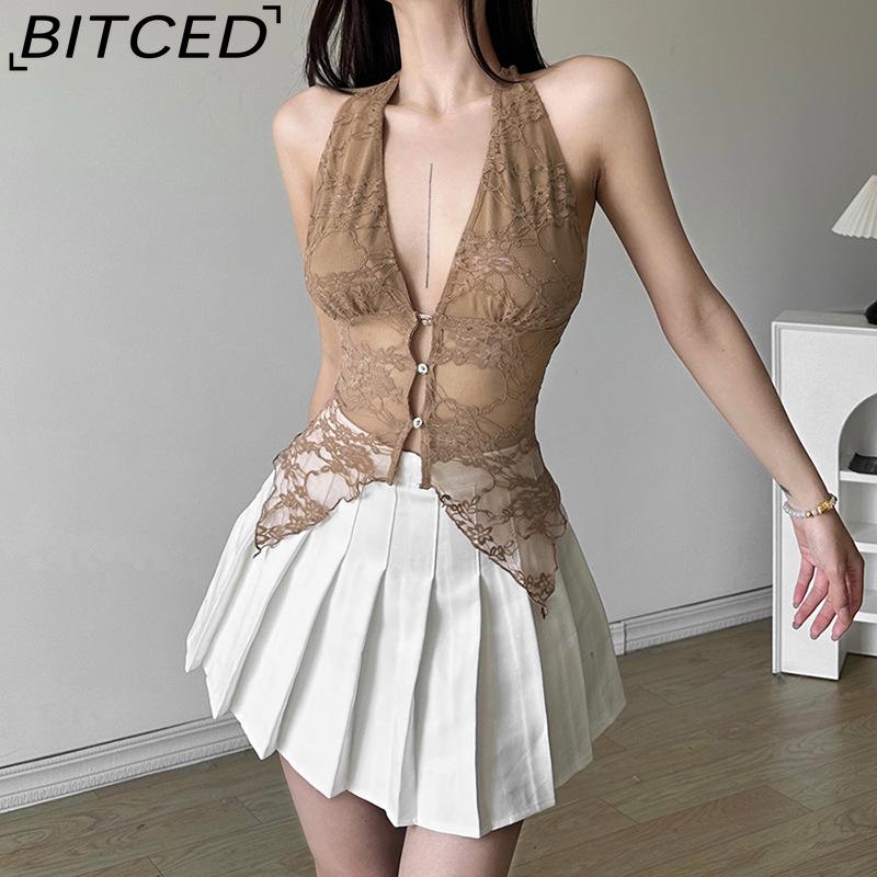 BITCED Летний женский однотонный облегающий уличный топ-майка с халтером, сексуальный топ без спины