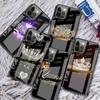 Diamond Crown Printing Glass Case For iPhone 11 13 12 14 Pro XR X XS Max 7 8 6 6S Plus SE 2020 Tempered Black Edge Phone Covers