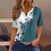 Women's T Shirt Tee Print Button Short Sleeve Daily Weekend Fashion Basic V- Neck Regular Top