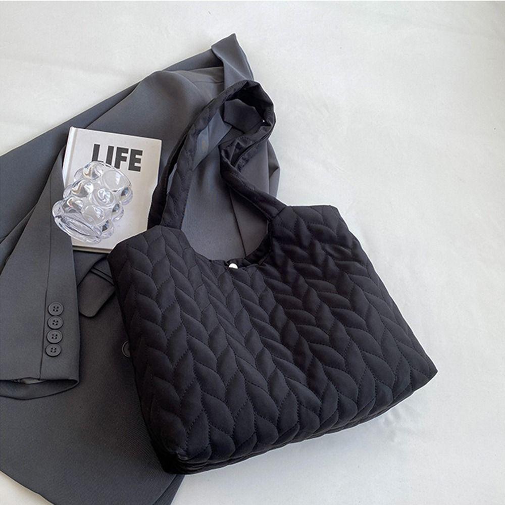 Мягкая стеганая сумка через плечо с хлопковой подкладкой, однотонная женская сумка под мышкой, портативные сумки, выходные