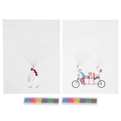 2 комплекта мультяшных узоров с отпечатками пальцев, сделай сам, подпись, гостевая книга, украшение для свадьбы, дня рождения