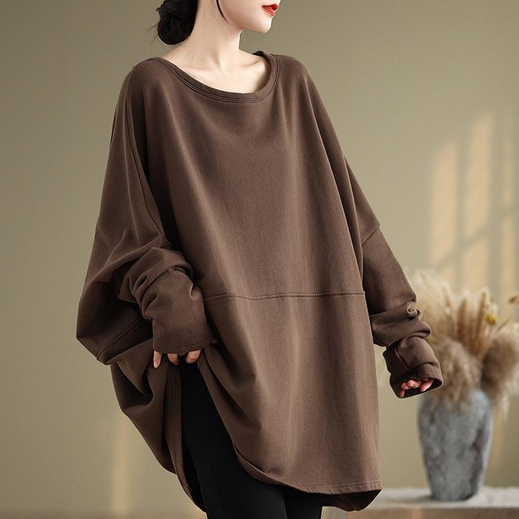 Dimanaf 2024 Пуловер Длинный Плюс Размер Осень Большая Футболка Женская Супер Длинный Рукав Свободная Белая Футболка Летучая Мышь