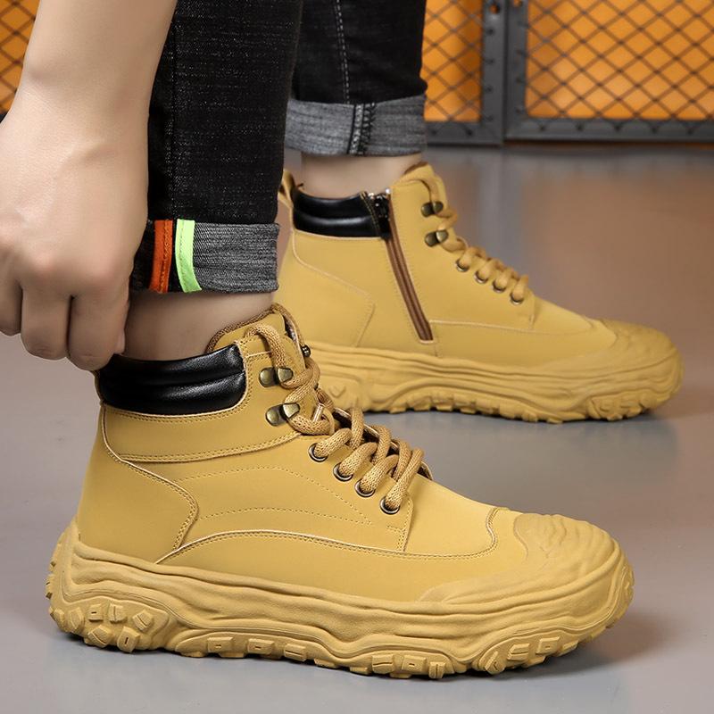 Ботинки мартин мужские высокие осенне-зимние ретро пинать не сосать большие желтые ботинки уличные пустынные мягкая кожа рабочие ботинки