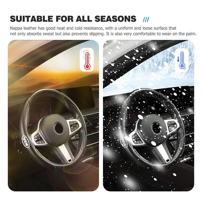 Carbon Fiber Car Anti-Slip Steering Wheel Cover Decorative Cover Protective Cover For KIA Rio K5 K2 Sportage Ceed Sorento CF5