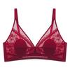 [Big chest makes small] Lace sexy deep V bra breathable crystal cup design skin friendly and comfortable black technology