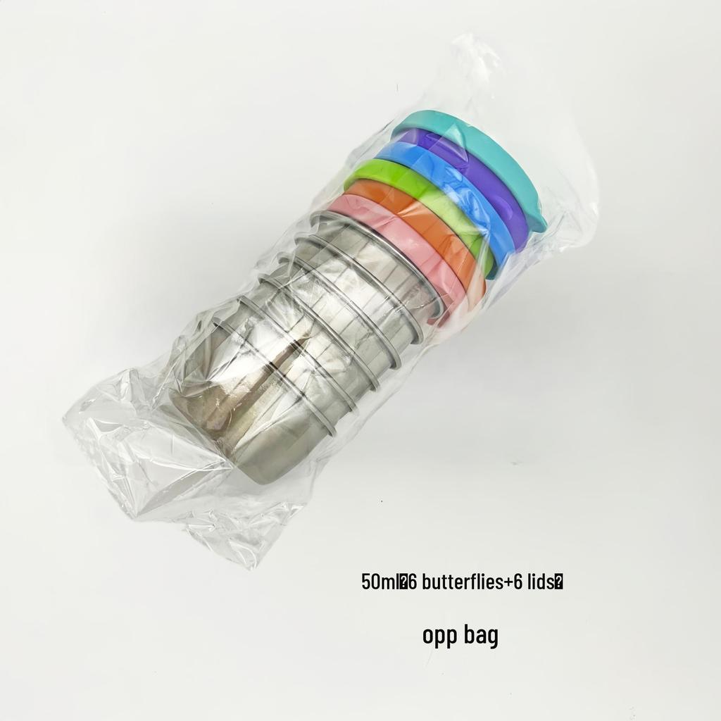 50/70ML Stainless Steel Sauce Cup with Silicone Lid - Leak-Proof Seasoning and Dipping Container