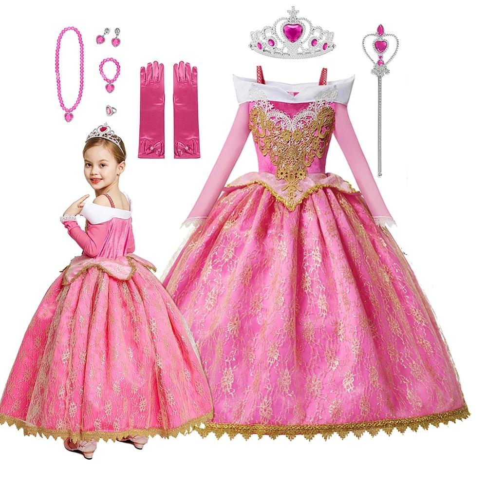 New Princess Costume Girls Party Role Paly Dress Up Halloween Costumes Princess Dress Children Party Cosplay Dress with Accessories