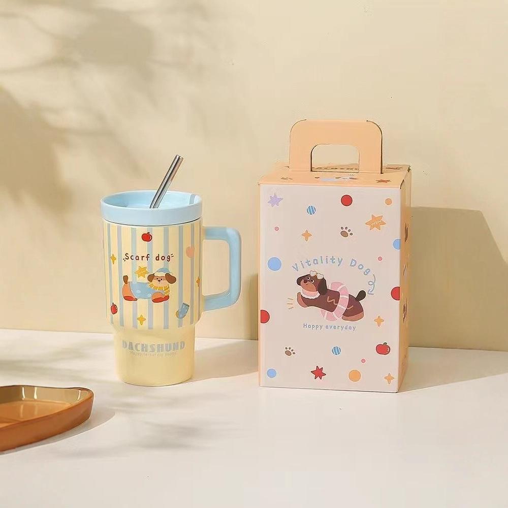 Large Capacity Ceramic Milk Cup Household Cute Drinking Cup Mug Birthday Gift Cup