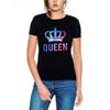 Летние хлопковые футболки с принтом King Queen, футболки с короткими рукавами для пар, мужские и женские повседневные футболки с графическим рисунком, футболки