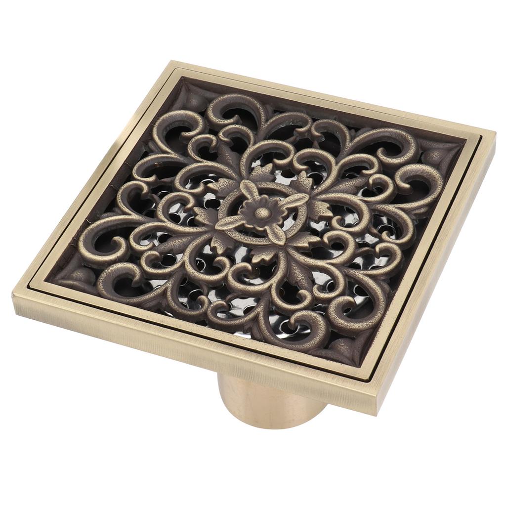 Floor Drain Antique Copper Shower Drain Kit for Home Hotel Bathroom Toilet 10x10cm