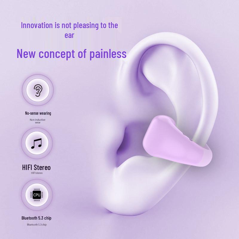 2025 Wireless Bone Conduction Ear Clip Headphones: Long Battery Life, In-Ear, Unisex Ear-Hook Design