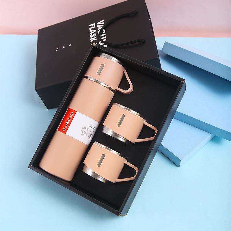 Набор термосов, портативный двухцелевой двухслойный термос из нержавеющей стали, деловой роскошный набор прямых чашек