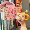 Подарок на день рождения для девочек Милая кружка с щенком Парная керамическая кружка с крышкой Сувенир для девушки подарочная коробка