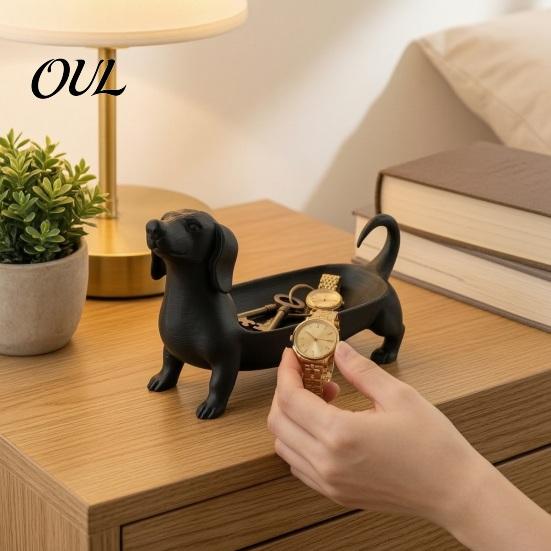 Маленькая емкость для хранения 3D-печатный поднос с таксой для украшений, ключей, сережек, креативный настольный современный органайзер для дома, настольные украшения в виде собак