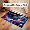 Astronaut Space Theme Soft Crystal Velvet Rug Custom Name & Text Print Non Slip Floor Rug for Bedroom Living Room