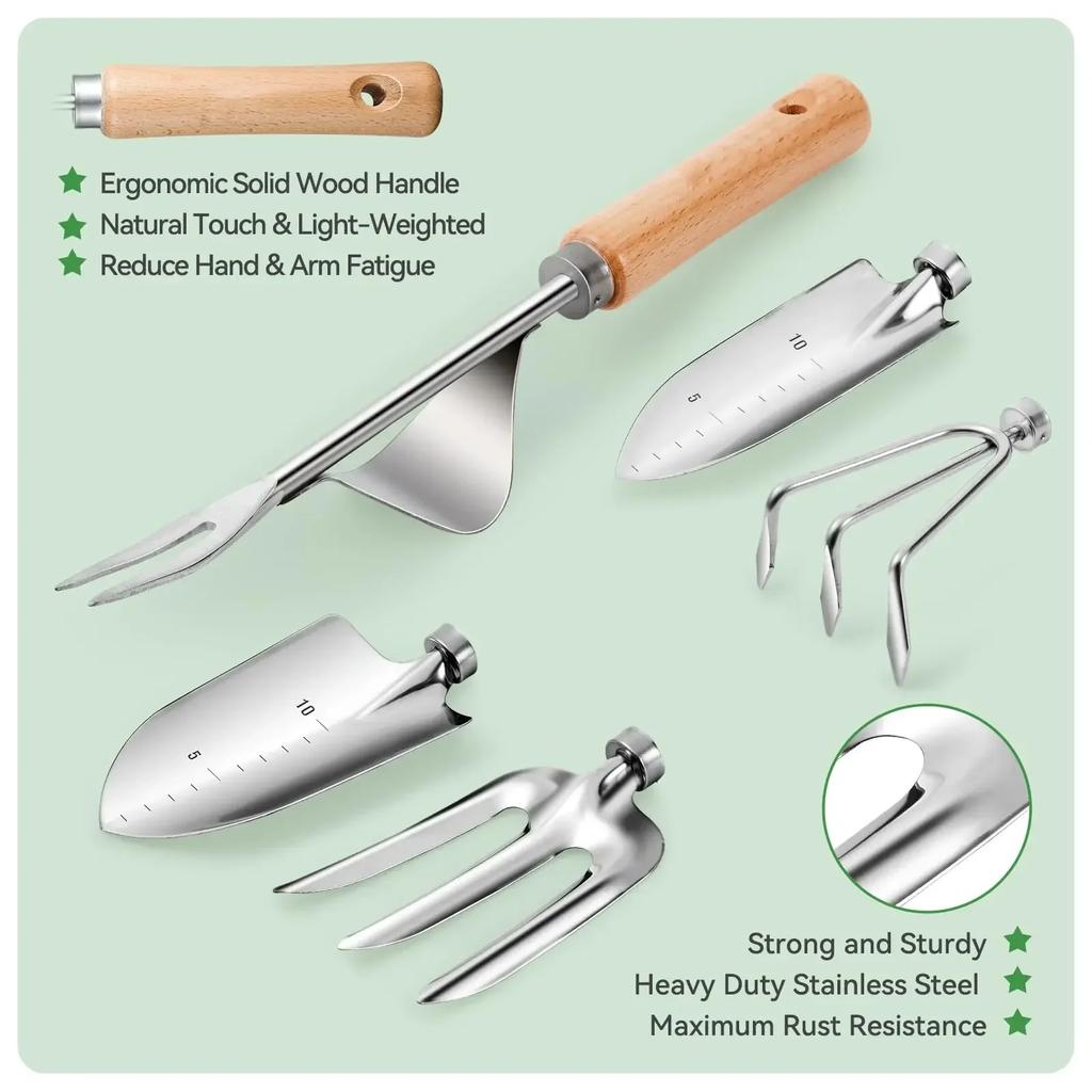 Gardening Tools 9-Piece Heavy Duty Gardening Hand Tools Durable Organizer Handbag,Rust-Proof Combination Garden Tool Set