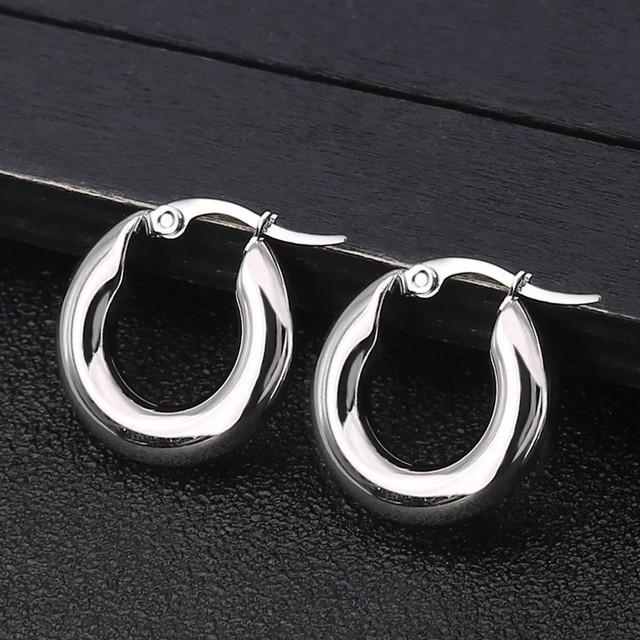 Серьги-кольца из нержавеющей стали золотого цвета для женщин, новые модные круглые гладкие толстые ювелирные изделия, модные металлические подарки