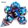 7 Pcs Blue Red Resin White Number Sharp Edge Dice Polyhedral Dice Suitable for Role-Playing RPG    Board Game