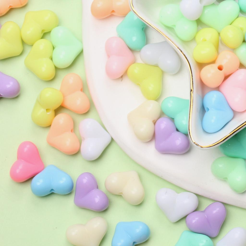 Ювелирные аксессуары цвета макарон, средние бусины в виде сердца, ожерелье, изготовление модных украшений «сделай сам», персиковый браслет, 20 шт., кремовый браслет