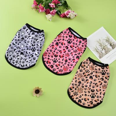 Жилет с леопардовым принтом для кошек, одежда для маленьких и средних собак, летний дышащий костюм для щенка и котенка, пальто для сфинкса, йоркширского чихуахуа, мопса