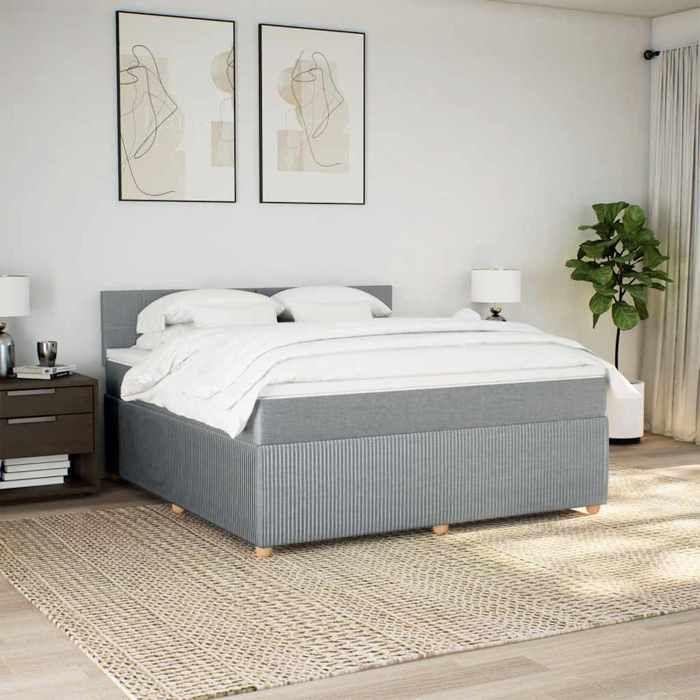 Maison Exclusive - Sommier à lattes de lit avec matelas Gris clair 180x200cm Tissu