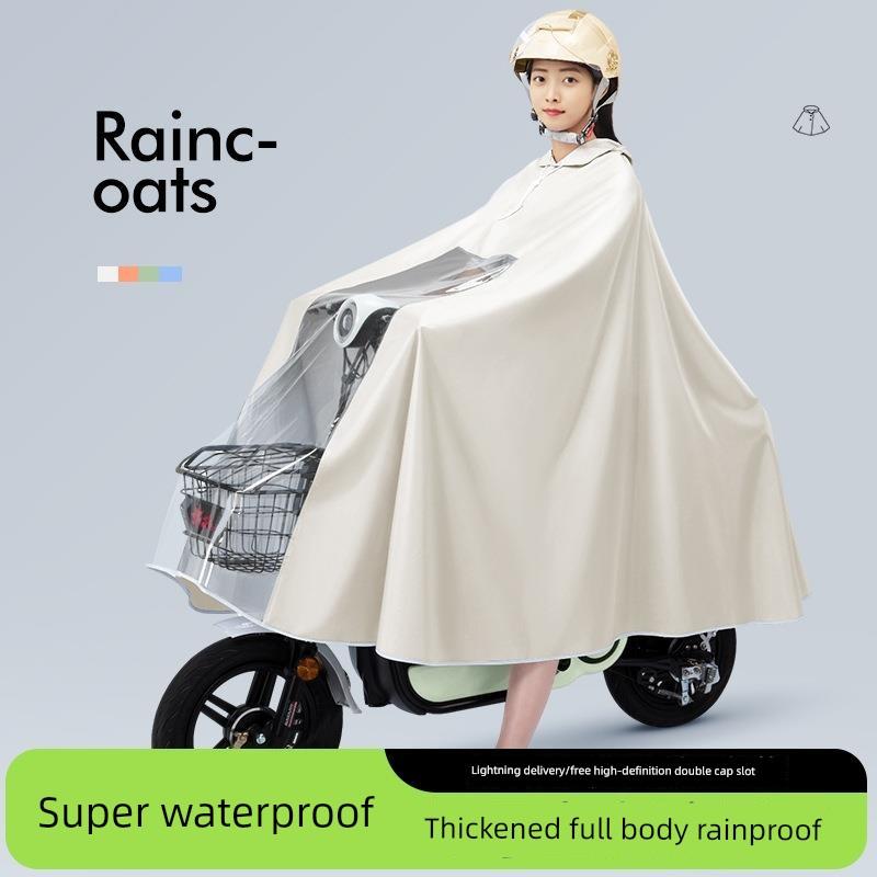 Electric Motorcycle Raincoat for Women, Single-Person, Oversized, Thickened, Long, Full-Body, Storm-Proof Riding Poncho