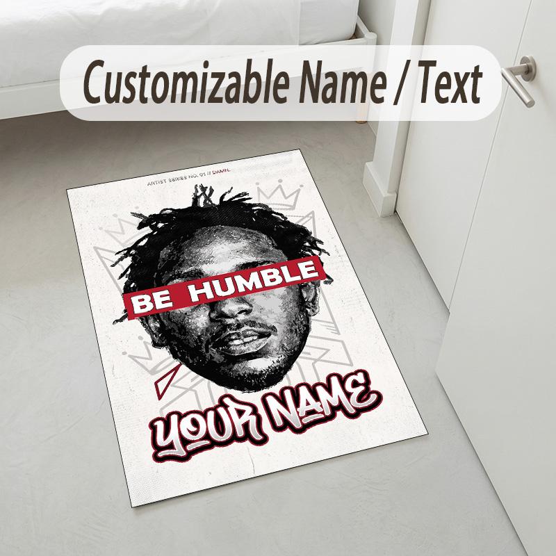 Personalized Crystal Velvet Carpet,Kendrick Lamar Custom Printed Name, Plush Area Rug For Home Indoor Decor