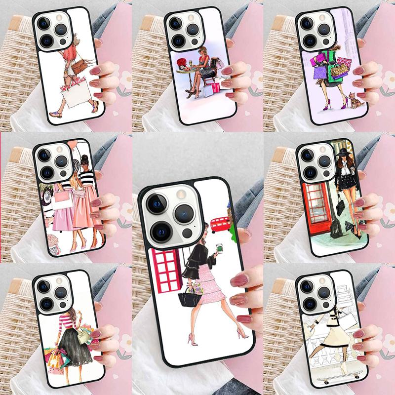 Чехол для телефона Harrods shopping girl Для iPhone 17 Air 15 16e 14 13 Pro Max Coque 12 11 Pro Max PLUS