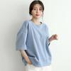 Shop   Women S Korean looSe Fit SS Cotton SweatShirt Sky Blue Ami wSh 3265 Z
