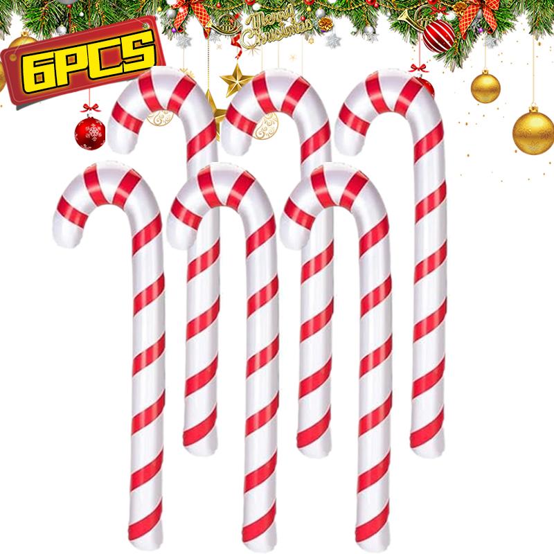 Inflatable Christmas Candy Cane Red White Stripes Candy Cane Balloons Xmas Tree Hanging Ornament New Year Party Decor Kids Gift