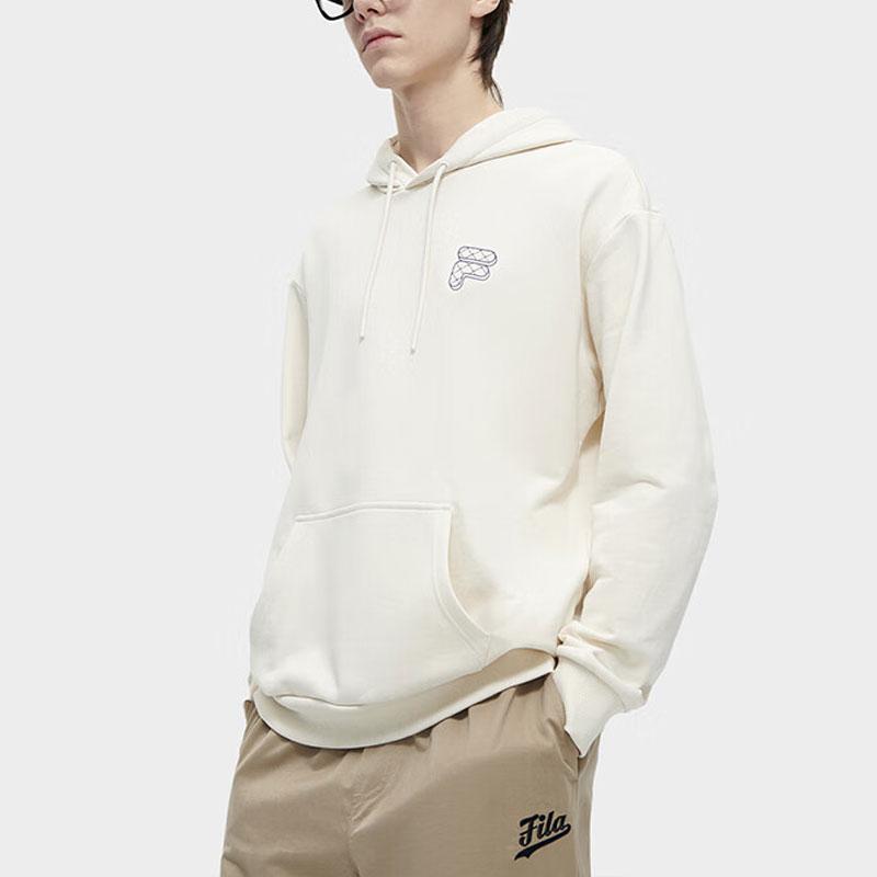 Fila Fusion Вязаный пуловер с капюшоном и принтом логотипа letter Винтажная спортивная толстовка колледжа Унисекс толстовка Молочно-бежевый T11U413207FBG