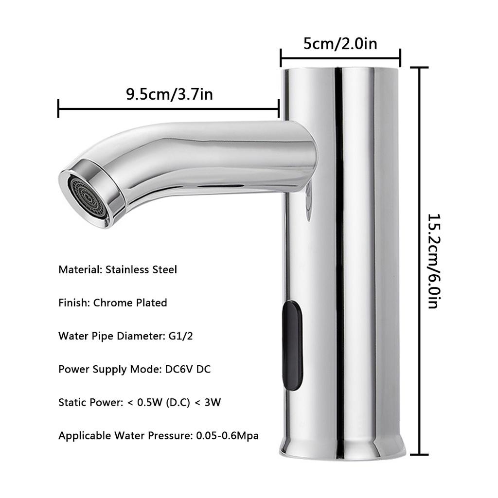 Автоматический инфракрасный датчик для ванной комнаты из нержавеющей стали, бесконтактный смеситель для раковины, кран для воды, одинарный, для холодной установки на палубе