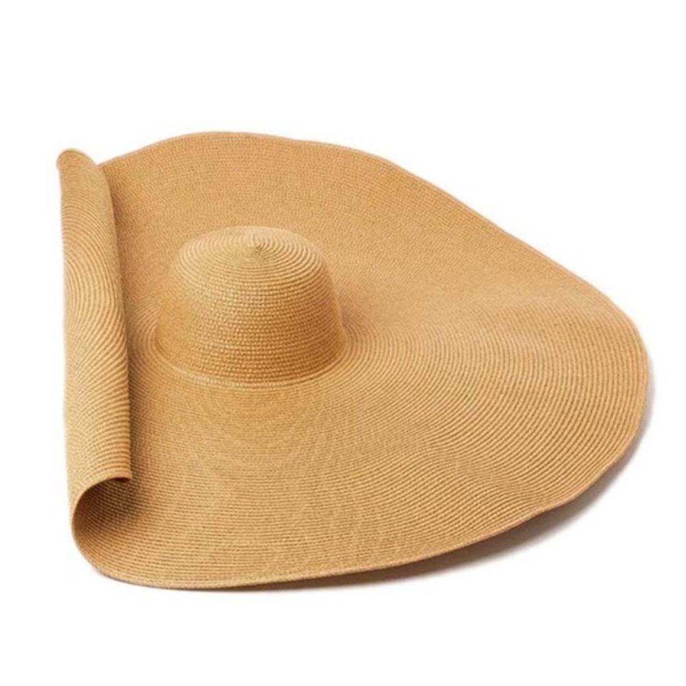 Boho Style 70cm Wide Brim Sun Hat Sunscreen Summer Beach Sun Hat Diameter Large Straw Hat  Outdoor