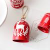 2 Pcs Red Christmas Bells Ornament Vintage Rustic Hanging Bell with Snowflake Reindeer Tree Pattern Handmade Lucky Bell for Home Tree Decor