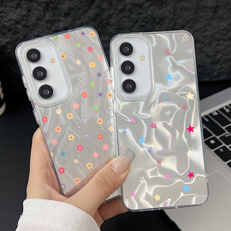 Glitter Love Hearts Print Glossy Phone Case For Samsung S25 S24 FE S23 Ultra A56 A36 A55 A16 A15 A54 TPU PC Hybrid Clear Slim Shockproof Bumper Cover