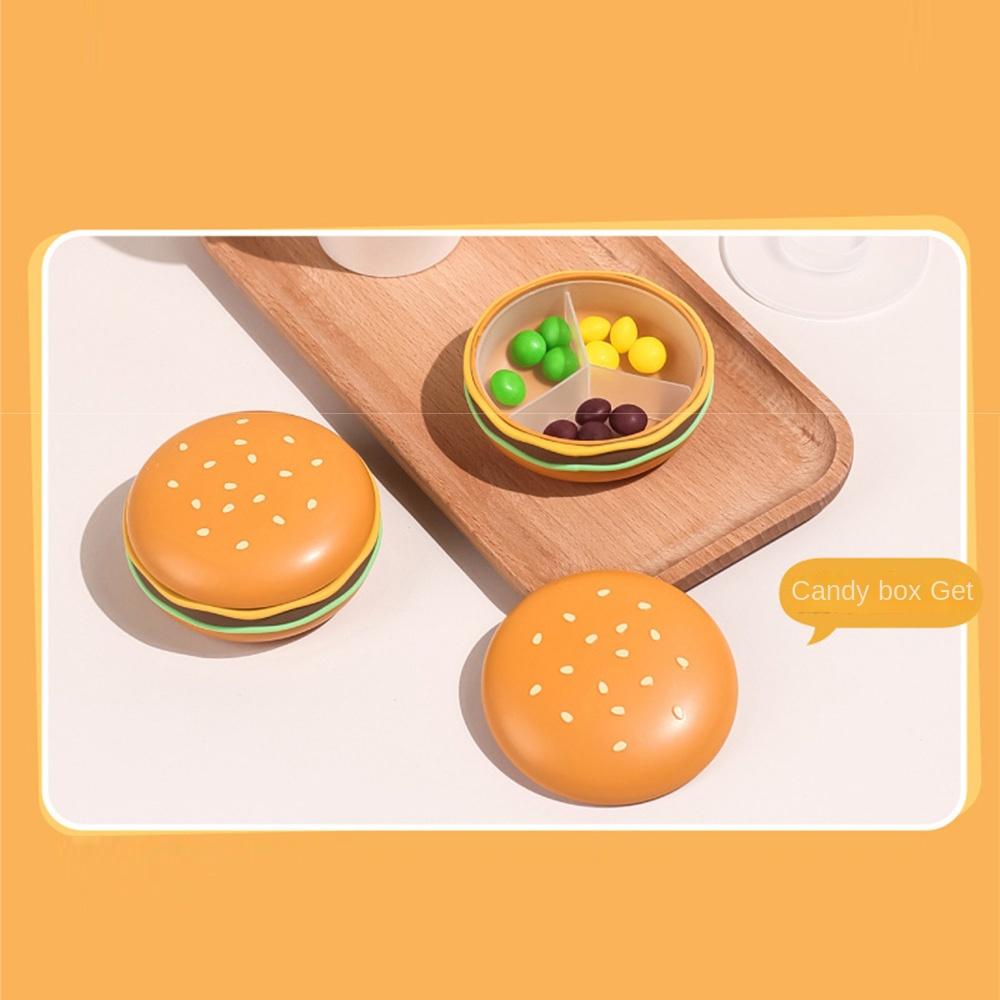 2/3/6 Grid Hamburger Pill Box Sealed Mini Hamburger Storage Case  Elderly