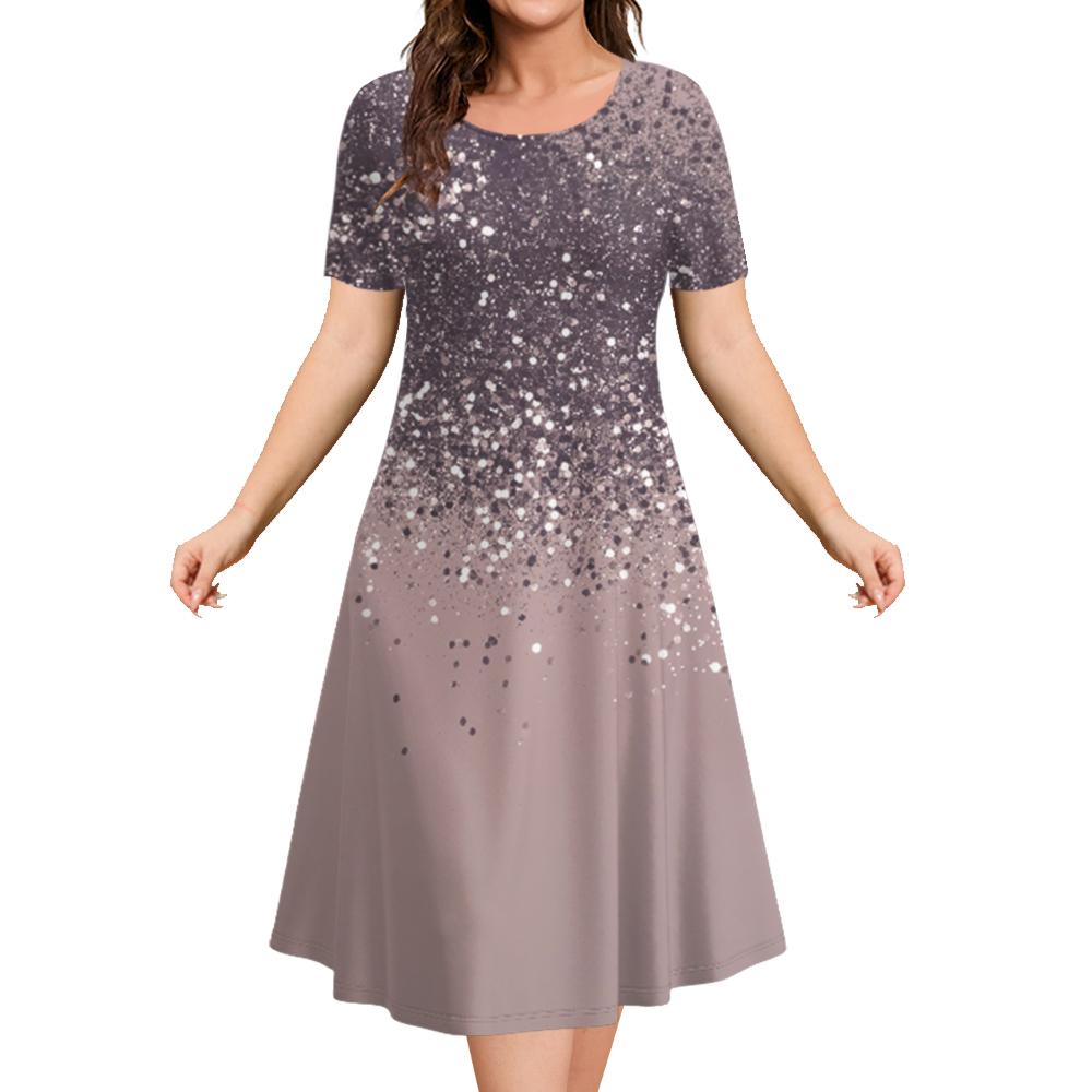 Модные элегантные женские платья Женское вечернее платье Цветной столкновительный пуловер с круглым вырезом Оверсайз Повседневная одежда А-силуэта Тренд 2024