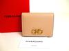 Authentic Gancini Beige Leather Gold H/W Bifold Wallet #a194  Refurbished