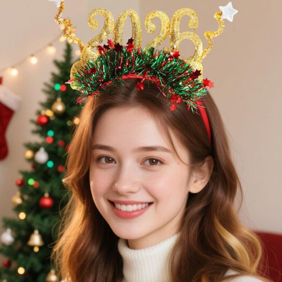 Ободок на голову «2026 Новый год» с логотипом в виде цифр, красочный дизайн, обруч для волос, праздничный аксессуар для празднования Нового года