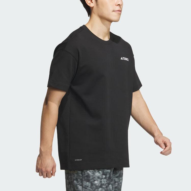 Adidas X National Geographic Graphic Print Outdoor Sports Short Sleeve T-Shirt Men Tops Black IS9515