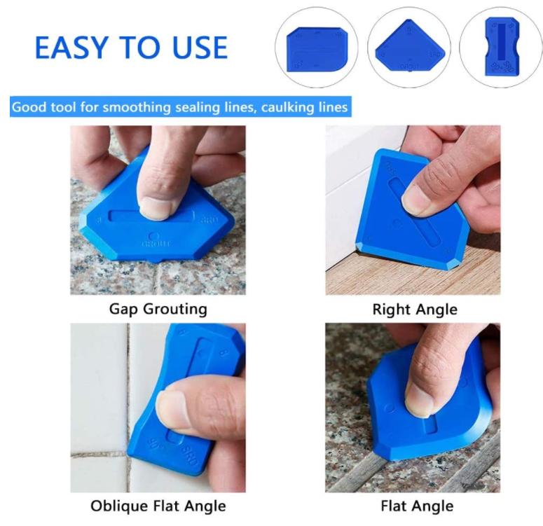 12 Pcs Caulking Finishing Tool Kit, 3 in 1 Caulking Tools (stainless Steelhead) Silicone Sealant Caulk Grout Remover Scraper and