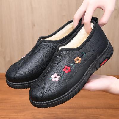 Старые пекинские хлопковые туфли женские бархатные для среднего и пожилого возраста легкие бабушкины хлопковые ботинки на мягкой подошве нескользящие зимние теплые износостойкие снежные