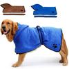 Dog Bathrobe Microfiber Strong Absorbent Pet Bath Towel Robe With Hat Dog Cat Quickly Drying Towel Pet Grooming Supplies