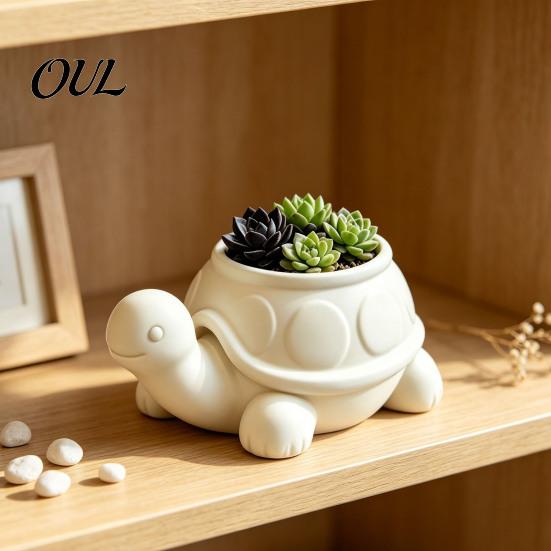 Niche Plant Pot for Desk 3D Printed Turtle Succulents Pot, Cute Animal Planter Indoor Plants, Decorative Desktop Modern Balcony Decor Flowerpot