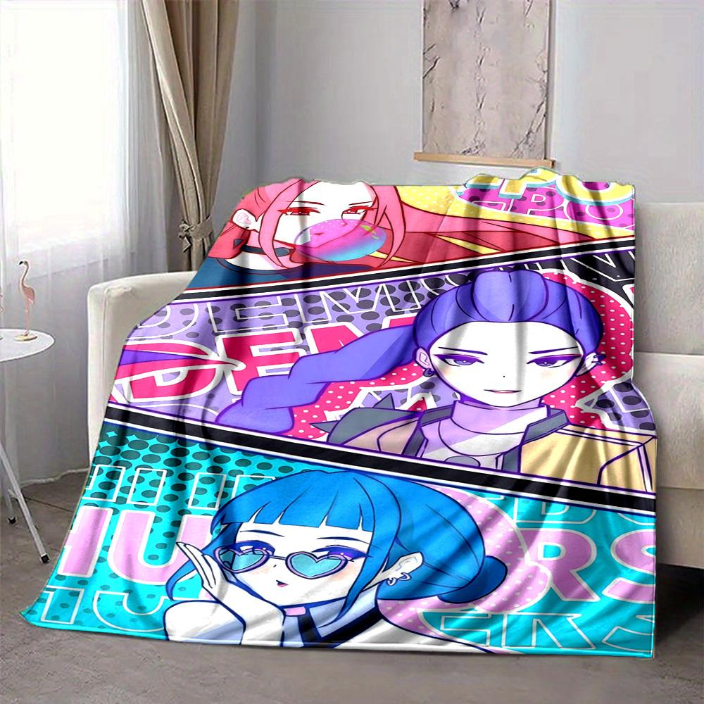 1pc K Pop, Demon Hunter Soft Comfortable Blanket Digital Print, All Season Multipurpose Knit Fabric Bedding, Office, Sofa Home Decor Blanket