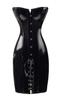DOKiDOKi Enamel Corset Dress (Black) Lace-Up Bodysuit Cosplay Costume for SM, Dominatrix, Bondage, Punk Rock, and Sexy