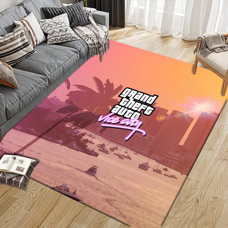 Grand Theft Auto2 Flannel Pattern Square Carpet,Area Rug,Carpet Rug for Living Room Bedroom Sofa Playroom Decor,Non-slip Floor Mat